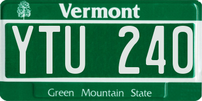 VT license plate YTU240