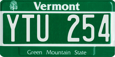 VT license plate YTU254