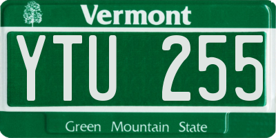 VT license plate YTU255
