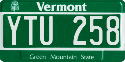 VT license plate YTU258