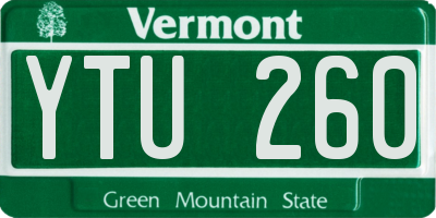 VT license plate YTU260