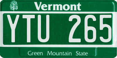 VT license plate YTU265