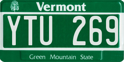 VT license plate YTU269