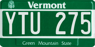 VT license plate YTU275