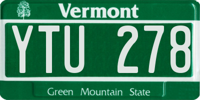 VT license plate YTU278