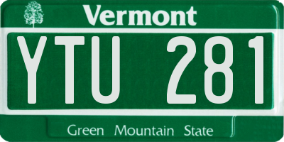 VT license plate YTU281