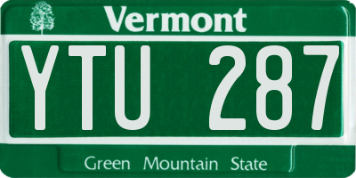 VT license plate YTU287