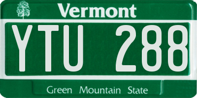 VT license plate YTU288