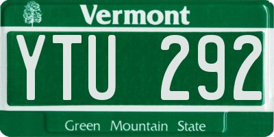 VT license plate YTU292