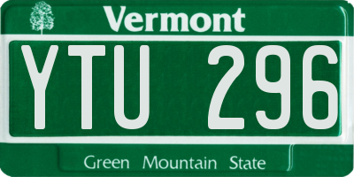VT license plate YTU296