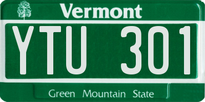 VT license plate YTU301