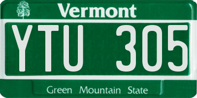 VT license plate YTU305