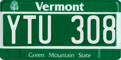VT license plate YTU308