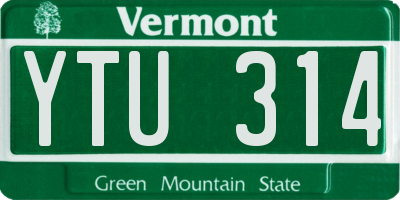 VT license plate YTU314
