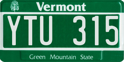 VT license plate YTU315