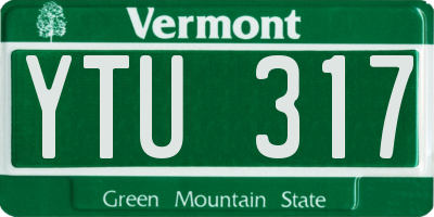 VT license plate YTU317