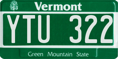 VT license plate YTU322