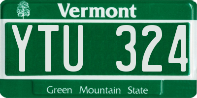 VT license plate YTU324