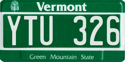 VT license plate YTU326