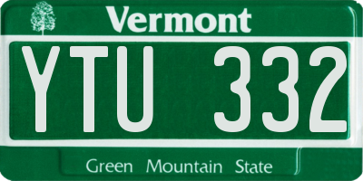 VT license plate YTU332