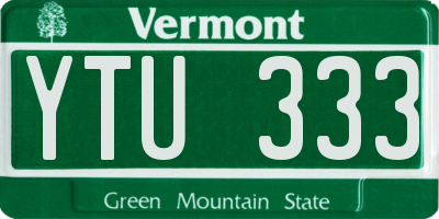 VT license plate YTU333