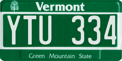 VT license plate YTU334