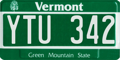 VT license plate YTU342