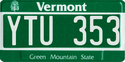 VT license plate YTU353
