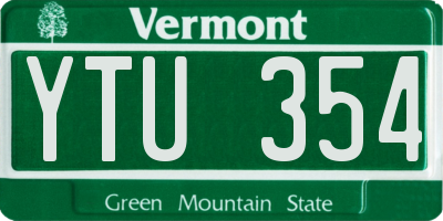 VT license plate YTU354