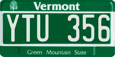 VT license plate YTU356