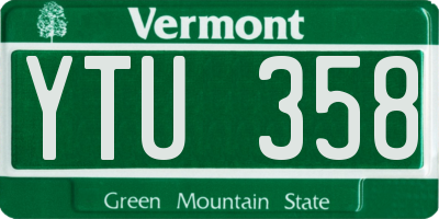 VT license plate YTU358