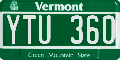 VT license plate YTU360
