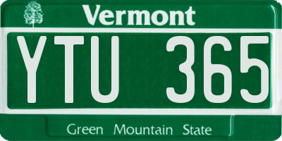 VT license plate YTU365