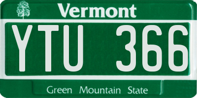 VT license plate YTU366