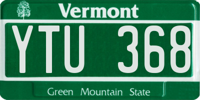 VT license plate YTU368