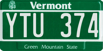 VT license plate YTU374