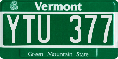 VT license plate YTU377