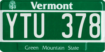 VT license plate YTU378