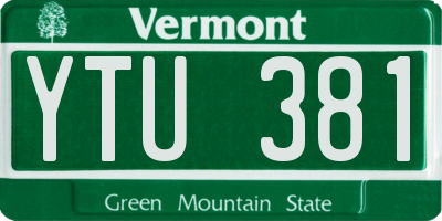 VT license plate YTU381