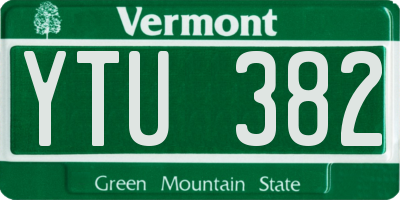 VT license plate YTU382