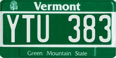 VT license plate YTU383