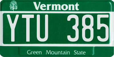 VT license plate YTU385