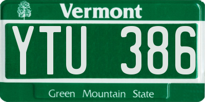 VT license plate YTU386