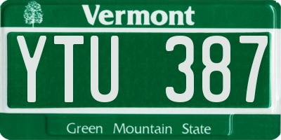 VT license plate YTU387