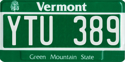 VT license plate YTU389