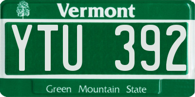 VT license plate YTU392