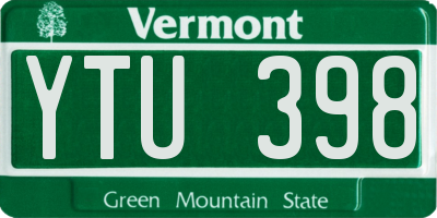 VT license plate YTU398