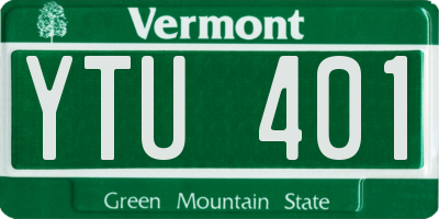 VT license plate YTU401