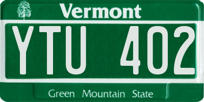 VT license plate YTU402