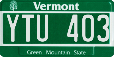 VT license plate YTU403